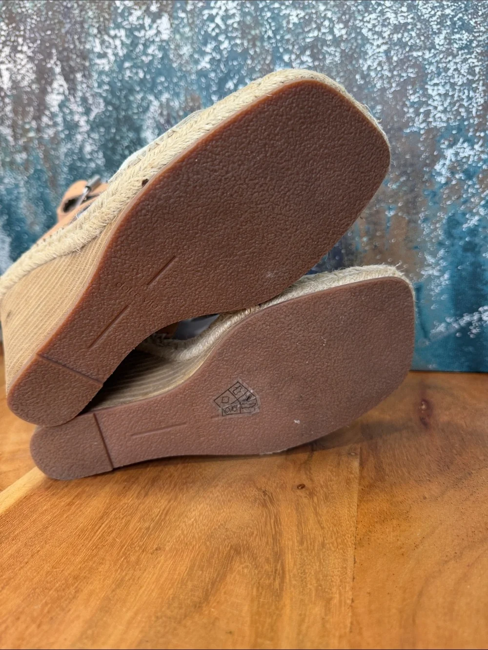 Dolce Vita 2010’s Coastal‎ Boho Tan/Cream Espadrille Wedges Size 10 (VGUC)